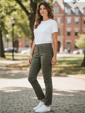 NWT Sundance Olive Plaid Slim Ankle Pants
